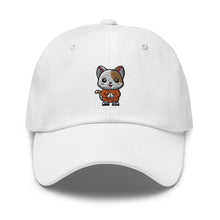 Load image into Gallery viewer, Praying White Cat Embroidered Relaxed Fit Baseball Cap, Buddha Gifts, Hats for Men, Sun Hats for Women
