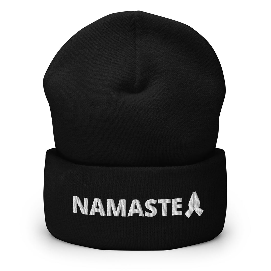 Namaste Yoga Embroidered Cuffed Beanie, Beanies Hats For Men, Beanie For Women, Yoga Gifts