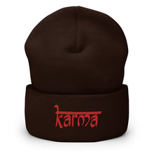 Load image into Gallery viewer, Karma Embroidered Cuffed Beanie, Beanies Hats For Men, Beanie For Women, Buddha Gifts
