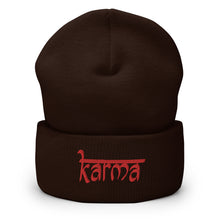 Load image into Gallery viewer, Karma Embroidered Cuffed Beanie, Beanies Hats For Men, Beanie For Women, Buddha Gifts