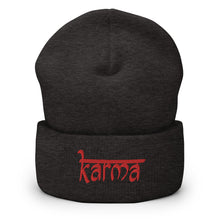 Load image into Gallery viewer, Karma Embroidered Cuffed Beanie, Beanies Hats For Men, Beanie For Women, Buddha Gifts
