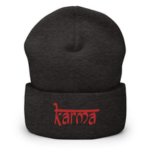 Load image into Gallery viewer, Karma Embroidered Cuffed Beanie, Beanies Hats For Men, Beanie For Women, Buddha Gifts