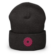 Load image into Gallery viewer, Blooming Pink Lotus Embroidered Cuffed Beanie, Beanies Hats For Men, Beanie For Women, Yoga Gifts
