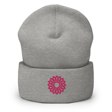 Load image into Gallery viewer, Blooming Pink Lotus Embroidered Cuffed Beanie, Beanies Hats For Men, Beanie For Women, Yoga Gifts
