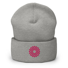 Load image into Gallery viewer, Blooming Pink Lotus Embroidered Cuffed Beanie, Beanies Hats For Men, Beanie For Women, Yoga Gifts