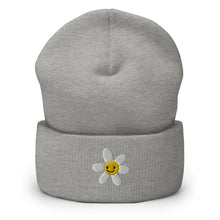 Load image into Gallery viewer, Sunshine Smiley Daisy Embroidered Cuffed Beanie, Beanies Hats For Men, Beanie For Women
