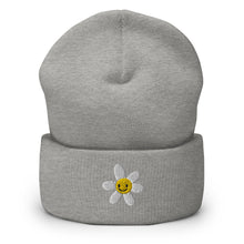 Load image into Gallery viewer, Sunshine Smiley Daisy Embroidered Cuffed Beanie, Beanies Hats For Men, Beanie For Women