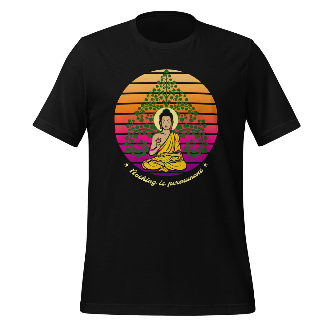 Nothing Is Permanent Buddha Retro Unisex T-Shirt, Crew Neck Short Sleeve Tee, Buddha Gifts