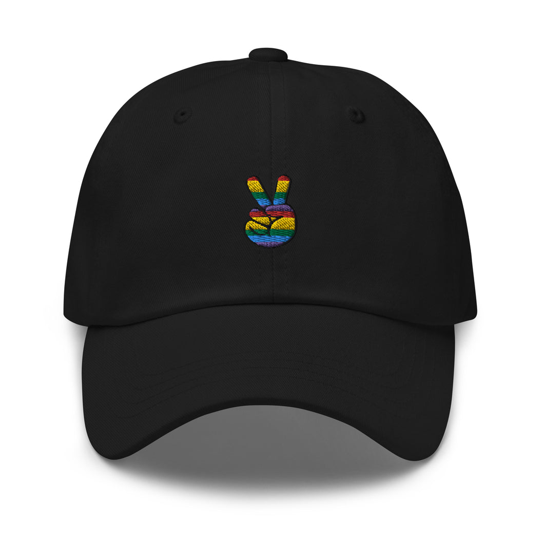 Multicolor Peace Sign Embroidered Dad Hat