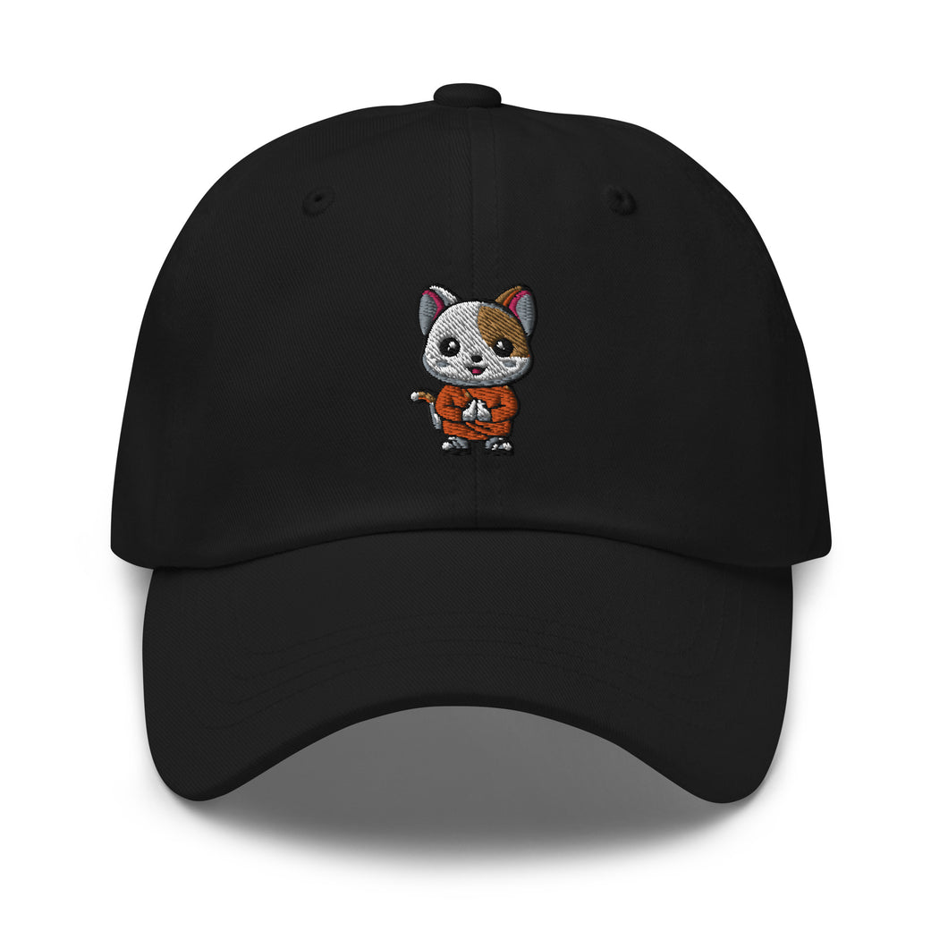 Praying White Cat Embroidered Dad Hat