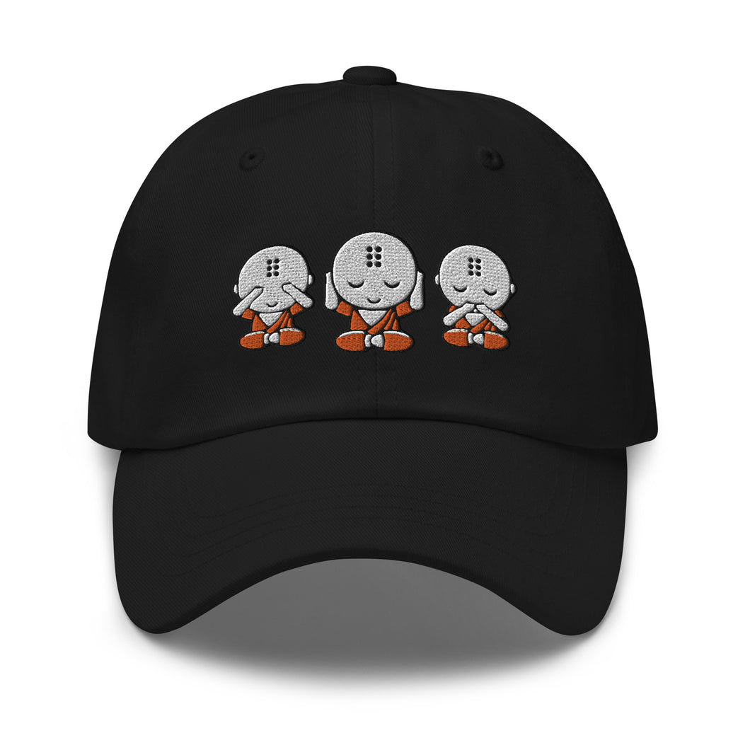 See No Evil, Hear No Evil, Speak No Evil Monks Embroidered Dad Hat