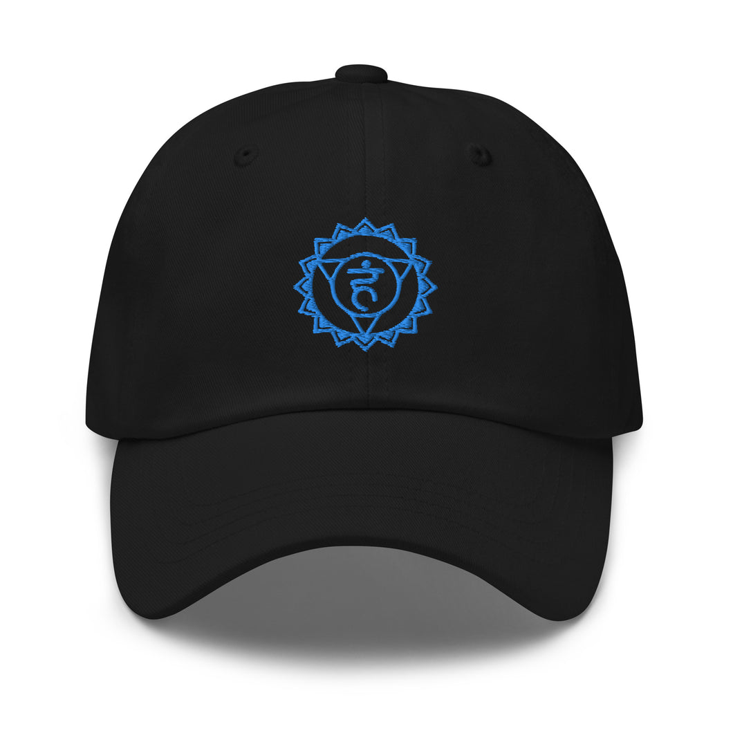 The Vishuddha or Throat Chakra Embroidered Relaxed Fit Baseball Cap, Buddha Gifts, Hats for Men, Sun Hats for Women