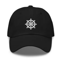 Load image into Gallery viewer, Wheel Of Dharma Embroidered Baseball Caps, Hats For Men, Sun Hats For Women, Yoga Gifts, Buddha Gifts
