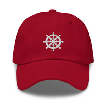 Load image into Gallery viewer, Wheel Of Dharma Embroidered Baseball Caps, Hats For Men, Sun Hats For Women, Yoga Gifts, Buddha Gifts
