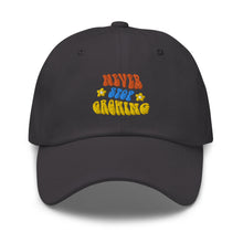 Load image into Gallery viewer, Never Stop Growing Embroidered Relaxed Fit Baseball Cap, Hats for Men, Sun Hats for Women
