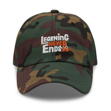 Load image into Gallery viewer, Learning Never Ends Embroidered Dad Hat, Hats For Men, Sun Hats For Women, Motivational Gifts
