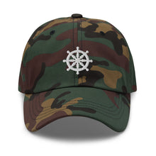 Load image into Gallery viewer, Wheel Of Dharma Embroidered Baseball Caps, Hats For Men, Sun Hats For Women, Yoga Gifts, Buddha Gifts
