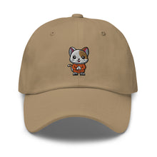 Load image into Gallery viewer, Praying White Cat Embroidered Relaxed Fit Baseball Cap, Buddha Gifts, Hats for Men, Sun Hats for Women
