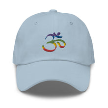 Load image into Gallery viewer, Colorful Om Embroidered Relaxed Fit Baseball Cap, Buddha Gifts, Hats for Men, Sun Hats for Women
