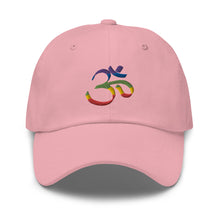 Load image into Gallery viewer, Colorful Om Embroidered Relaxed Fit Baseball Cap, Buddha Gifts, Hats for Men, Sun Hats for Women
