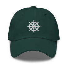 Load image into Gallery viewer, Wheel Of Dharma Embroidered Baseball Caps, Hats For Men, Sun Hats For Women, Yoga Gifts, Buddha Gifts
