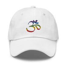 Load image into Gallery viewer, Colorful Om Embroidered Relaxed Fit Baseball Cap, Buddha Gifts, Hats for Men, Sun Hats for Women
